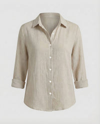 Priya Linen Blouse in Grey White