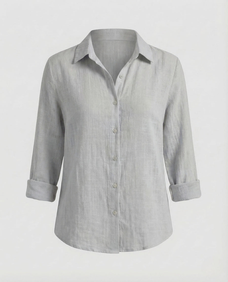 Priya Linen Blouse in Grey