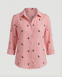 Priya Linen Blouse in Pink