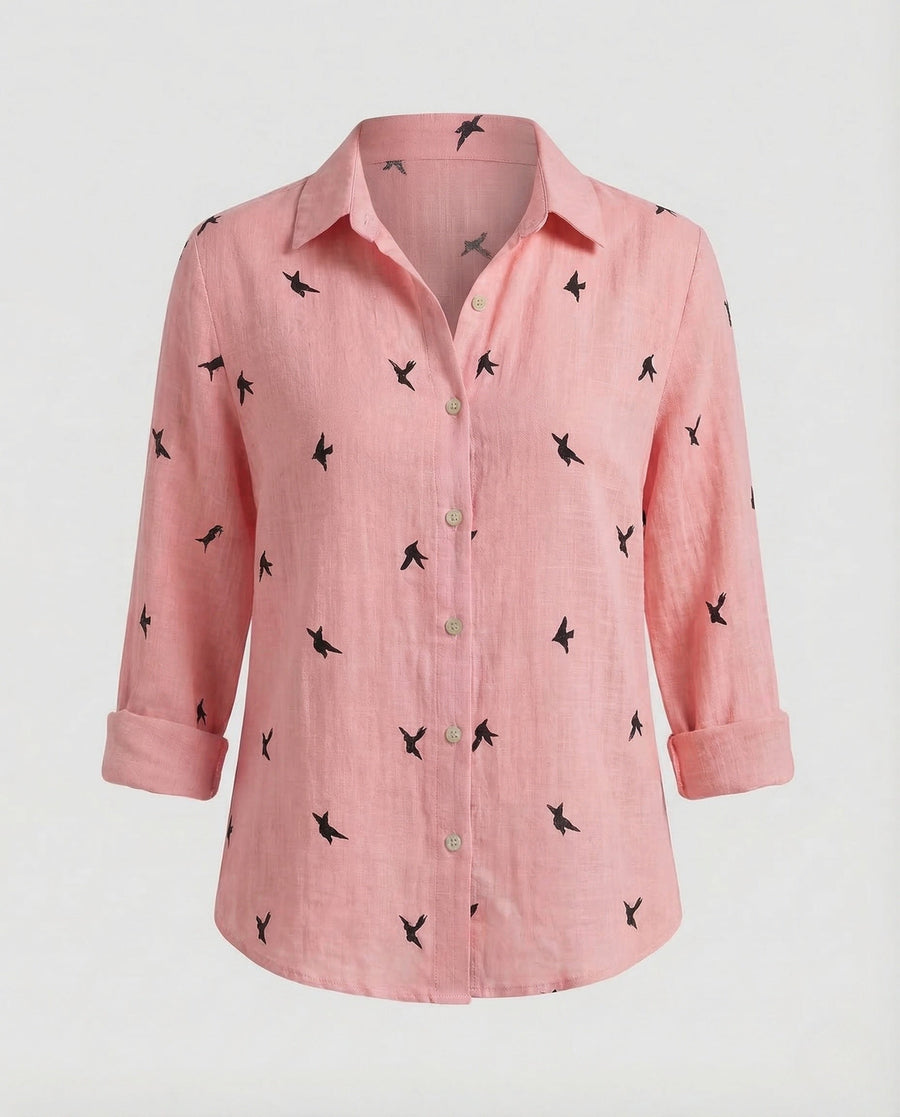 Priya Linen Blouse in Pink