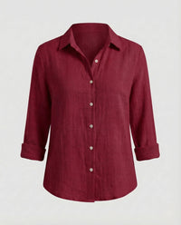 Priya Linen Blouse in Wine Red