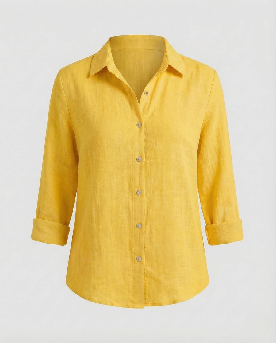 Priya Linen Blouse in Yellow