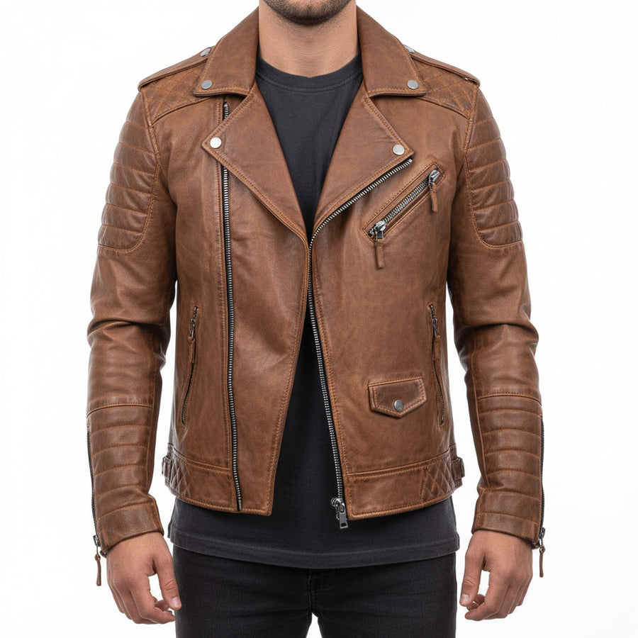 Nicole | Men's Fall Zip-Up Leather Jacket