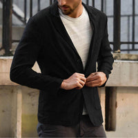 Quentin Elegant Linen Blazer with Pockets in Black