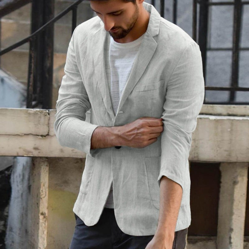 Quentin Elegant Linen Blazer with Pockets in Grey
