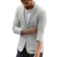 Quentin Elegant Linen Blazer with Pockets in White