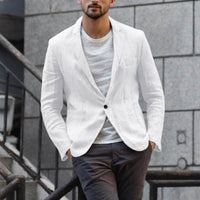 Quentin Elegant Linen Blazer with Pockets in White