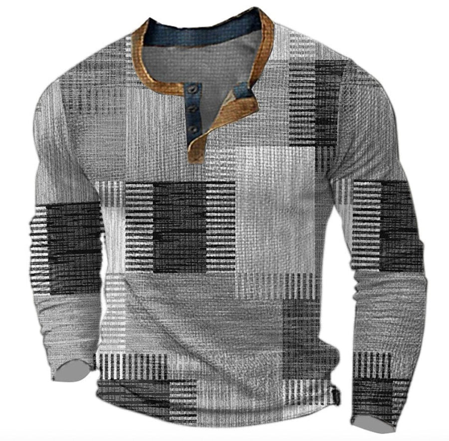 Quentin | Men's Colourblock Patchwork Henley Sweater