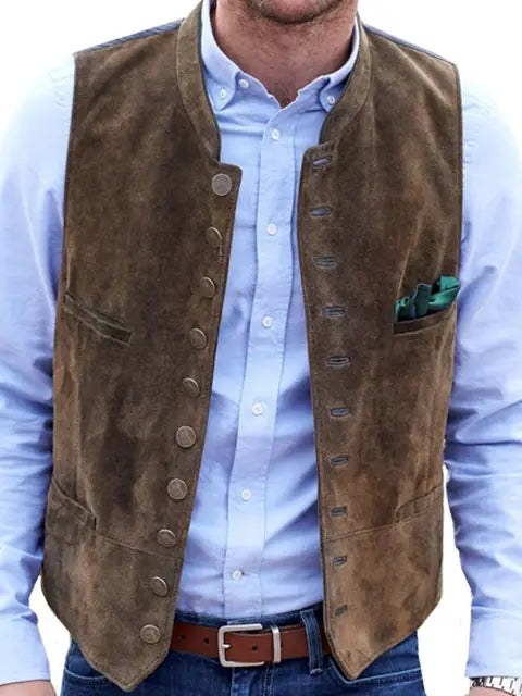 Quentin Velvet Vest in Brown
