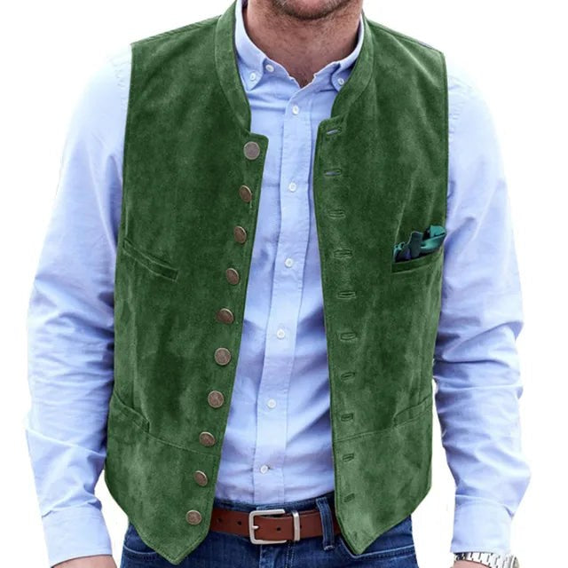Quentin Velvet Vest in Green