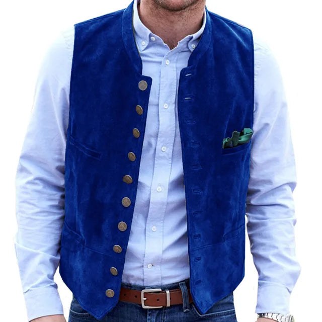 Quentin Velvet Vest in Royal Blue