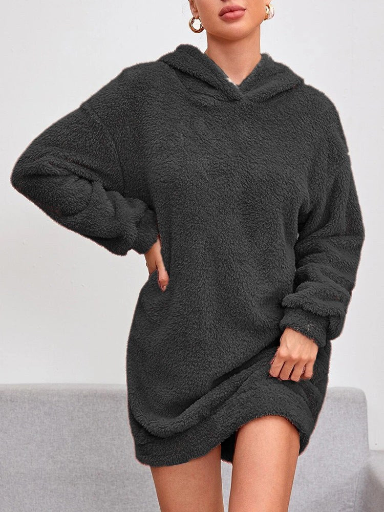Quinn Dress with Pockets and Hood in Black