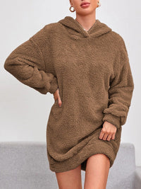 Quinn Dress with Pockets and Hood in Dark Brown