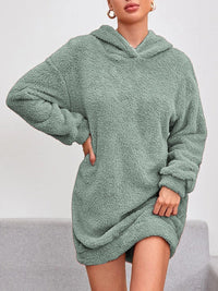 Quinn Dress with Pockets and Hood in Green