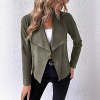 Quinn Elegant Blazer with Zip Front and Pockets in Olive Green