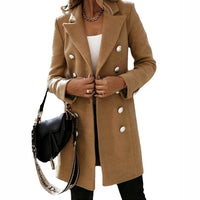Quinn Elegant Coat with Fitted in Khaki