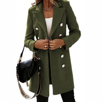 Quinn Elegant Coat with Fitted in Olive Green