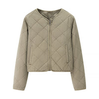 Quinn Elegant Jacket with Zip Front and Pockets in Olive Green