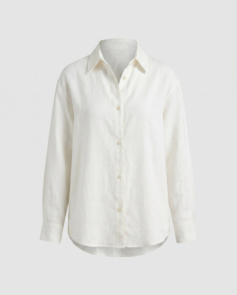 Quinn Elegant Linen Blouse in White