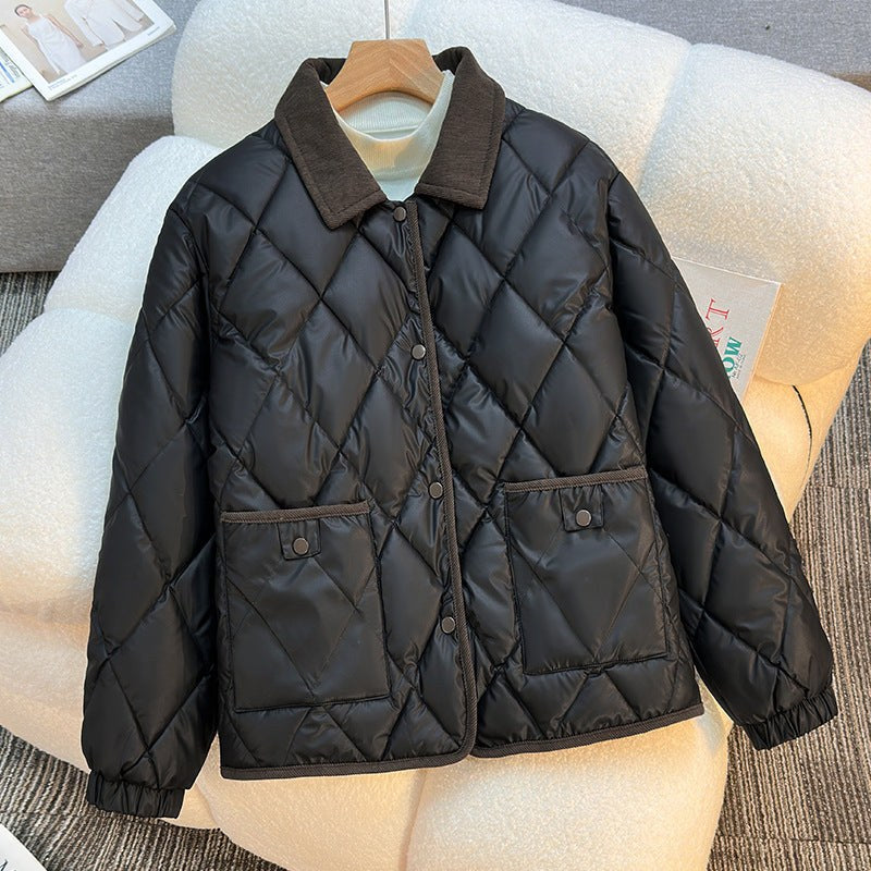 Quinn Lightweight Quilted Jacket with Pockets in Black