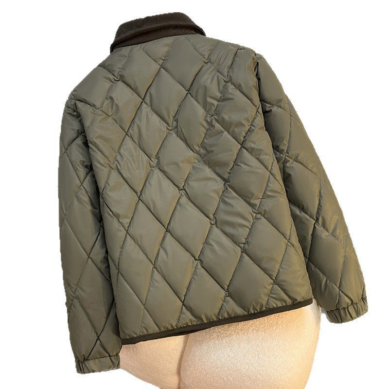 Quinn Lightweight Quilted Jacket with Pockets in Green