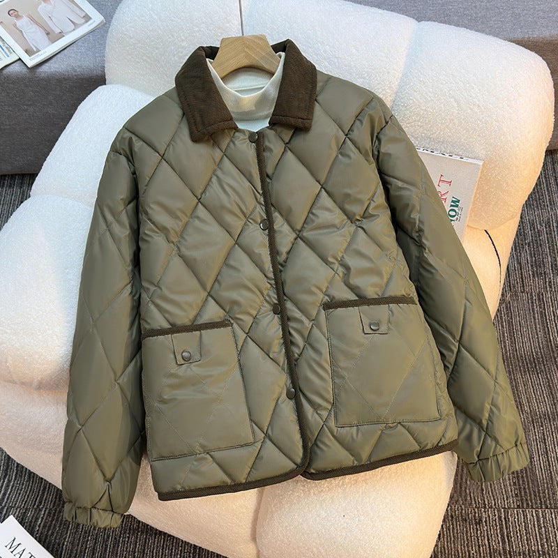 Quinn Lightweight Quilted Jacket with Pockets in Green