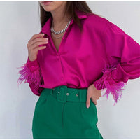 Quinn Satin Blouse in Magenta