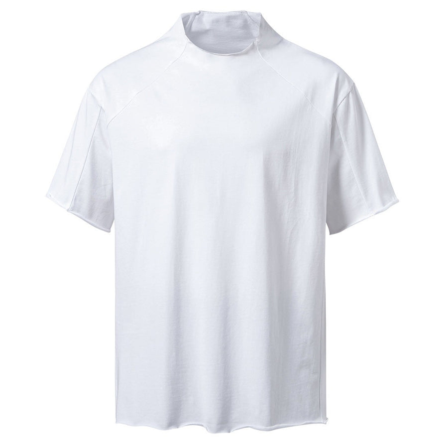 Quinn Shirt with Stand Collar and Short Sleeve in White