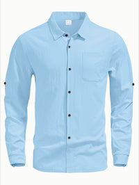 Quinten Casual Shirt with Long Sleeve and Chest Pocket in Sky Blue