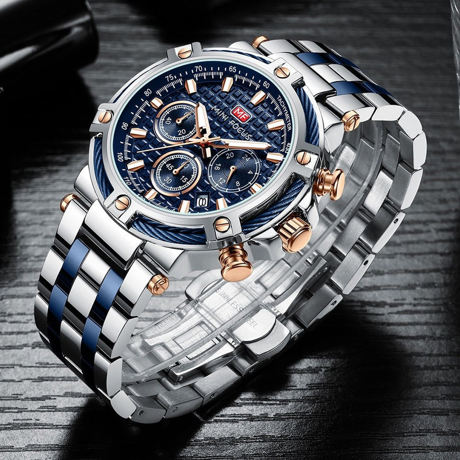 Quinten Watch in Silber/Blau