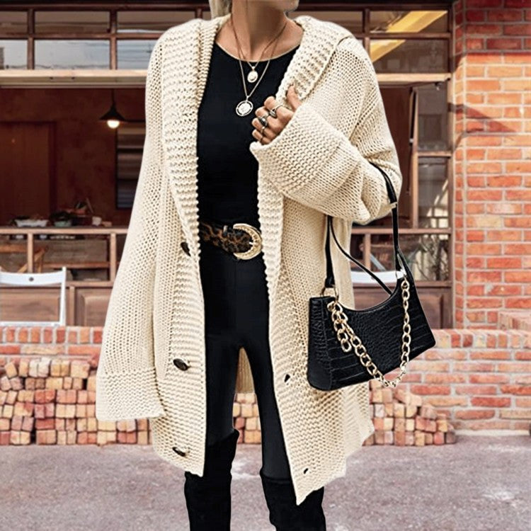 Rachel Knit Cardigan with Pockets and Oversized in Beige