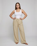 Rachel Linen Trousers with Elastic Waist and Pockets