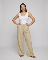 Rachel Linen Trousers with Elastic Waist and Pockets