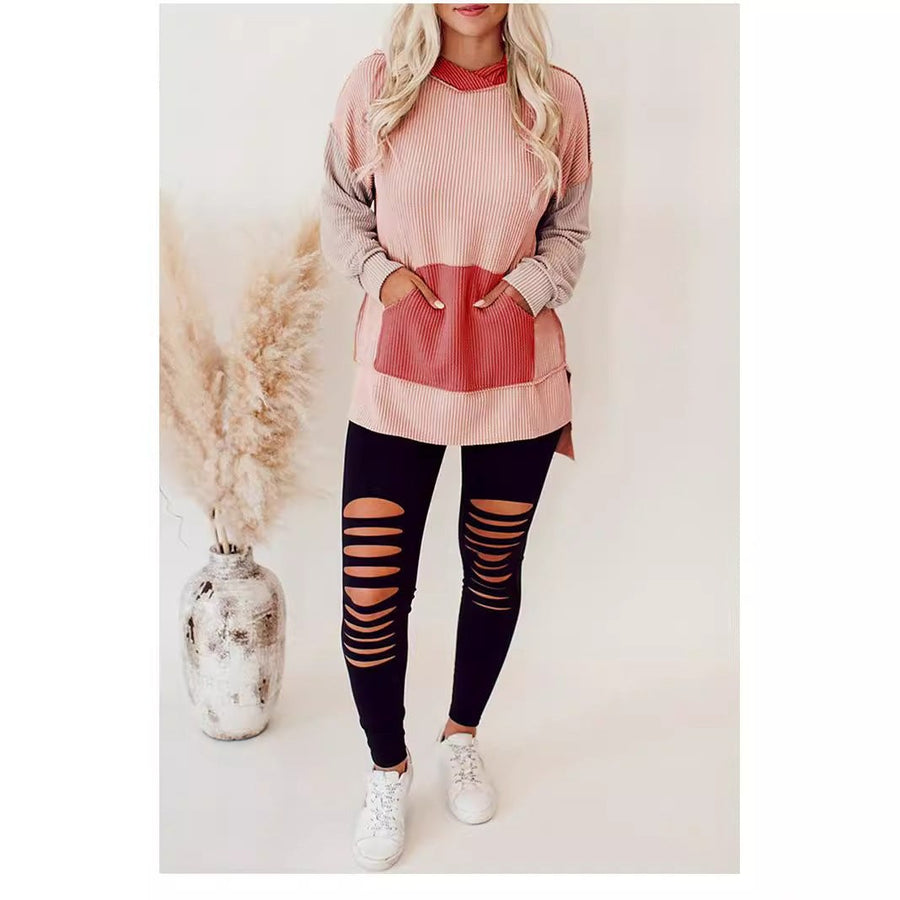 Rae Casual Hoodie with Pockets and Hood in Pink