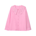 Rae Elegant Blouse with Button Front and Embroidery