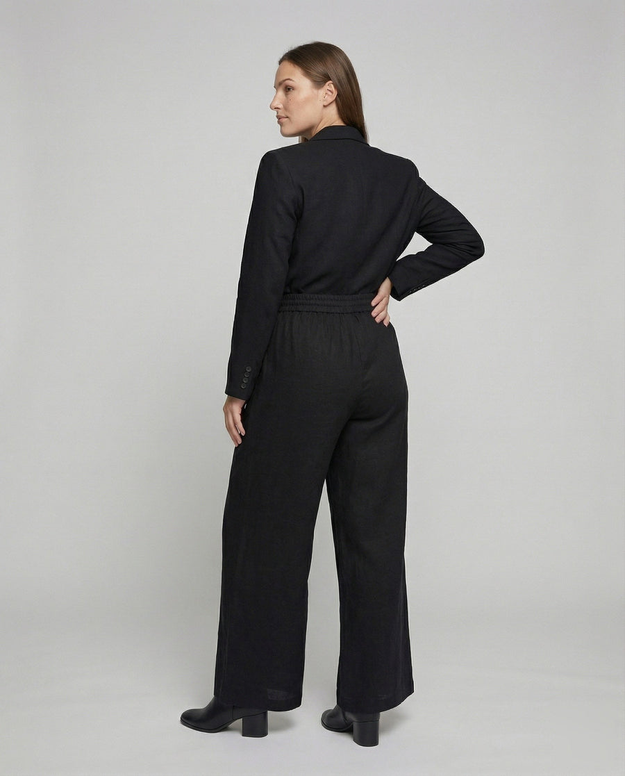 Rae Linen Blend Trousers with Side Pockets and Pockets