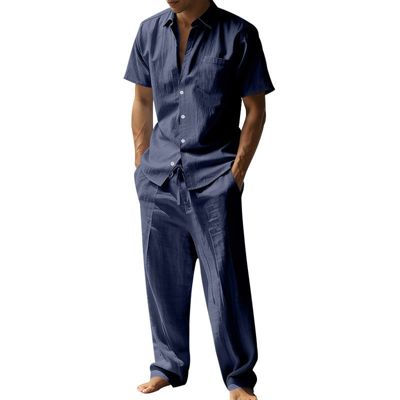 Rafael Casual Linen Shirt with Short Sleeve and Chest Pocket