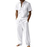 Rafael Casual Linen Shirt with Short Sleeve and Chest Pocket