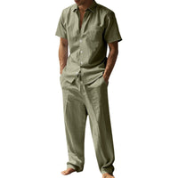 Rafael Casual Linen Shirt with Short Sleeve and Chest Pocket