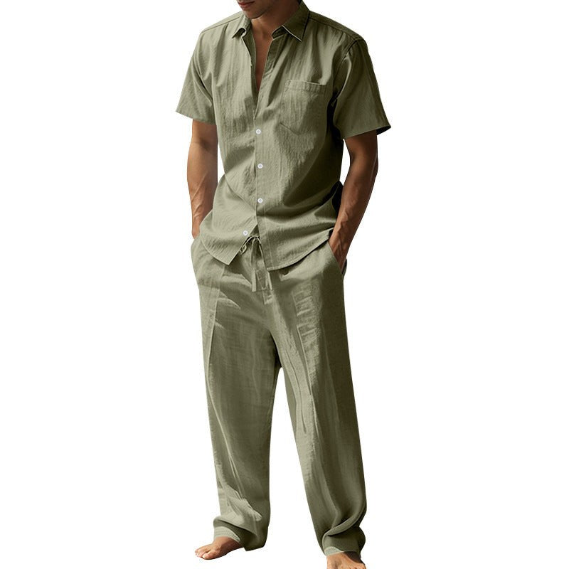 Rafael Casual Linen Shirt with Short Sleeve and Chest Pocket