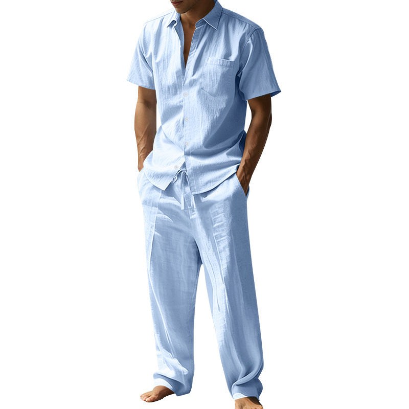 Rafael Casual Linen Shirt with Short Sleeve and Chest Pocket