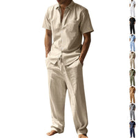 Rafael Casual Linen Shirt with Short Sleeve and Chest Pocket
