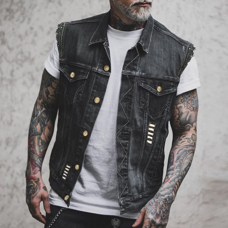 Rafael Denim Vest in Black