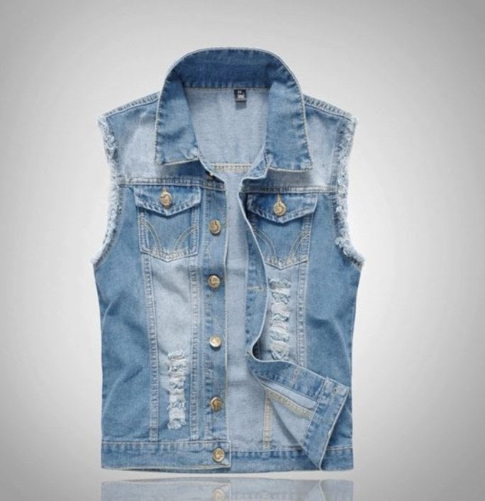 Rafael Denim Vest in Light Blue