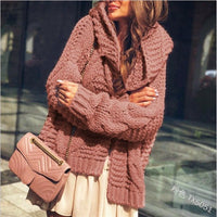 Rafaela Casual Knit Cardigan with Oversized in Pink
