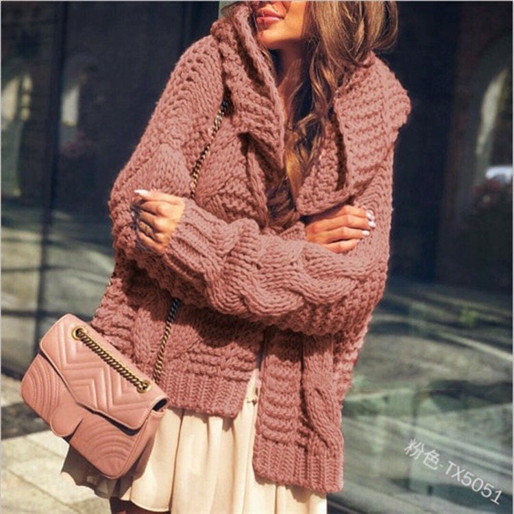 Rafaela Casual Knit Cardigan with Oversized in Pink