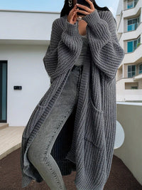Rafaela Casual Knit Cardigan with Pockets in Dark Grey