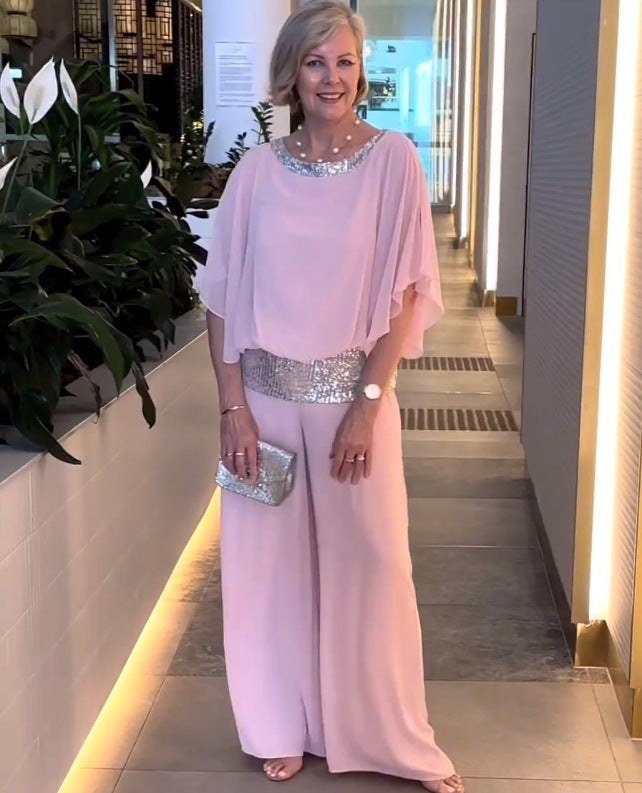 Rafaela Elegant Top with Wide Leg in Pink
