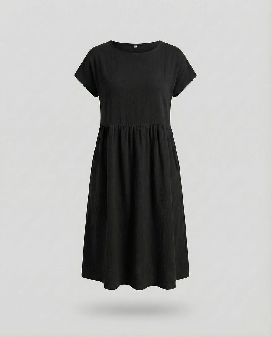 Rafaela Midi Dress with Pockets in Black