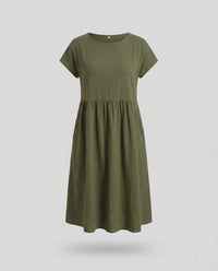 Rafaela Midi Dress with Pockets in Olive Green